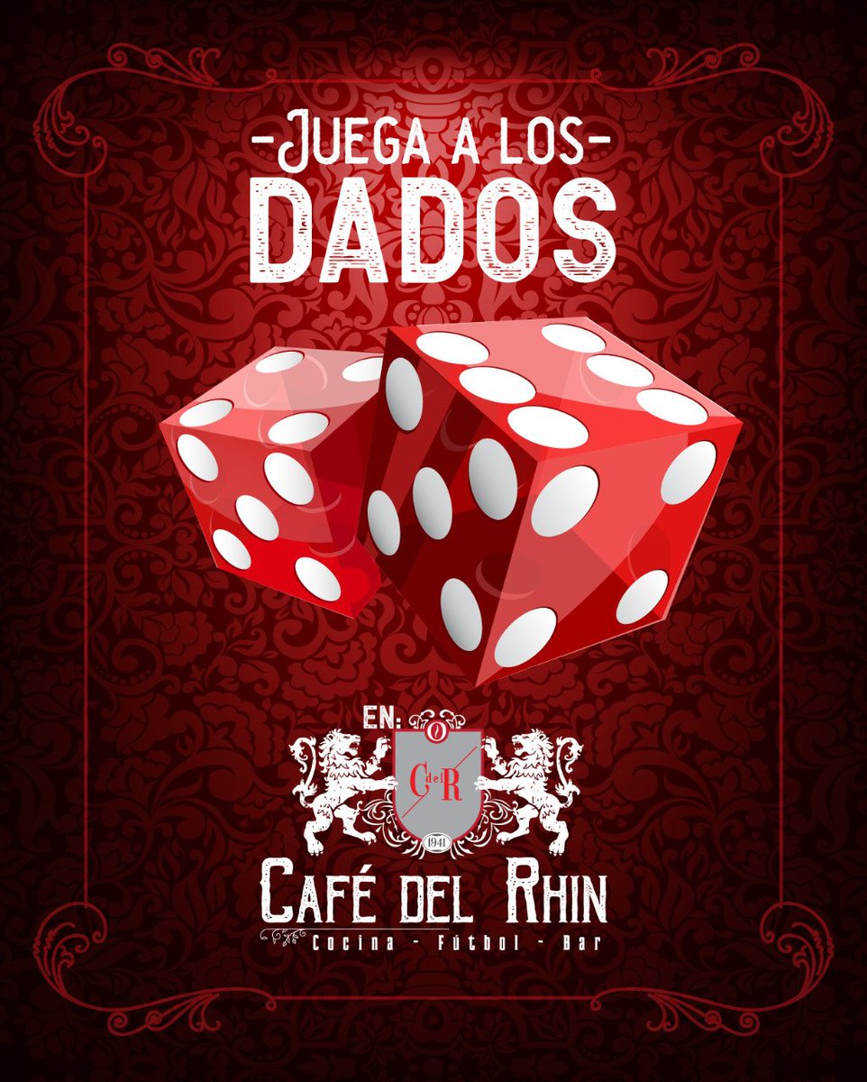Este viernes calienta motores para la rumba en <a href="/CafeDelRhin/">Cafe del Rhin</a> y juega a los dados con nuestros meseros,🎲🎲. Pide cualquiera de nuestros cócteles o spritzers y lanza los dados: si sacas mayor puntaje que el mesero, te damos el segundo trago gratis!