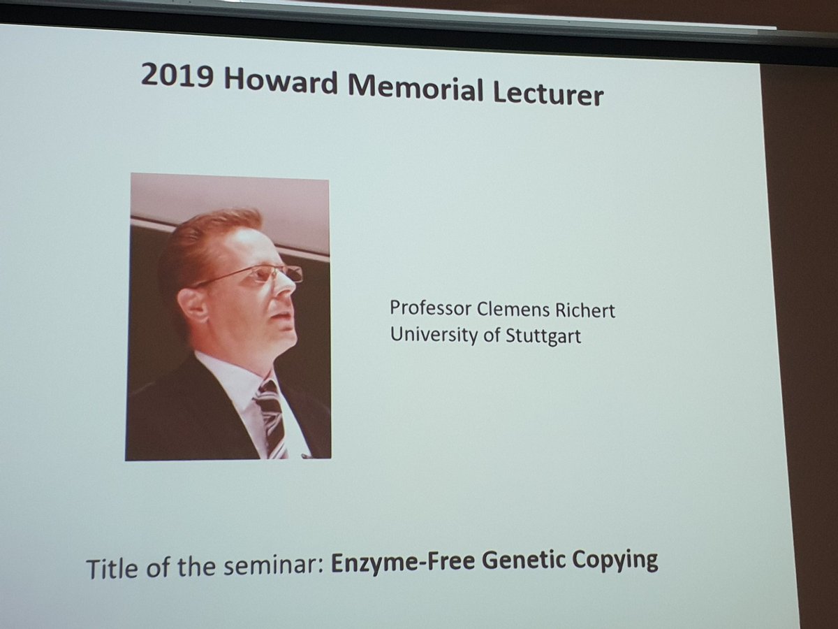 The last of the Howard lectures from Clement Richert U Stuttgart, the joint 2019 <a href="/UNSWChemSociety/">UNSW Chemical Society</a> <a href="/SydneyChemistry/">Sydney Chemistry</a> Howard Lecturer is just about to kick off here at Sydney Uni. He is tackling the most important question in Chemistry-how did life originate? Spectacular chemistry!