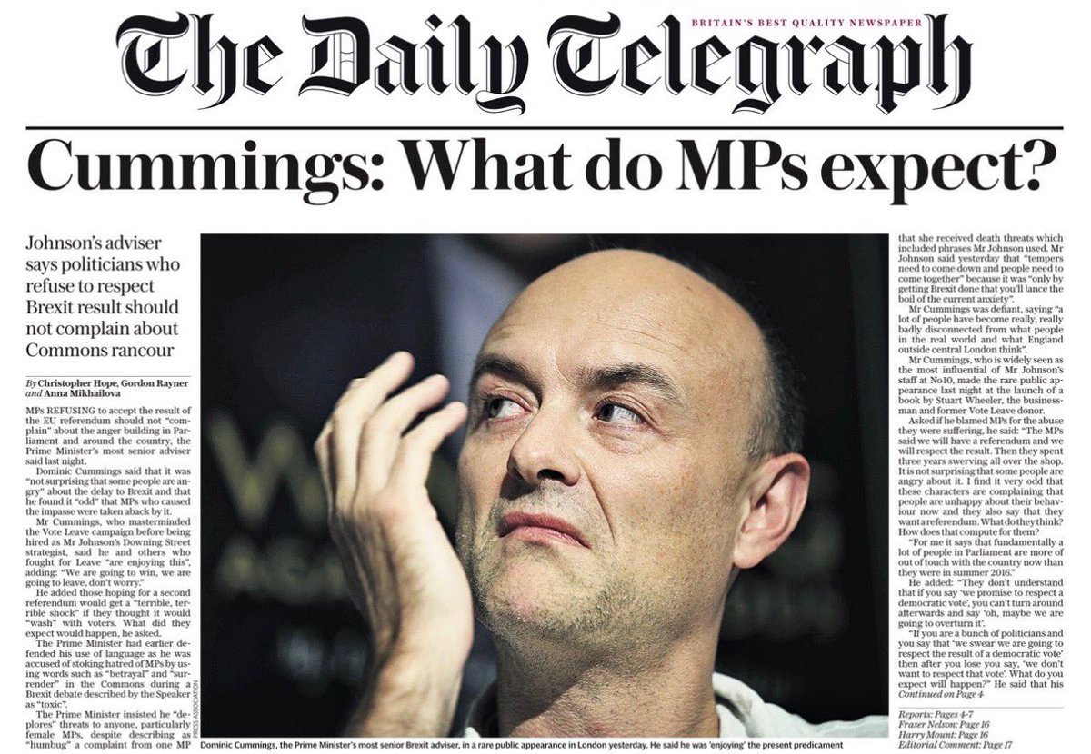 Robert___Harris's tweet photo. Whoa! I remember a time when the Telegraph was sane, the Tory Party was sane, the U.K. was tranquil. And then Dr Evil came along. This is a country in serious peril. https://t.co/gKJhlZKR6o