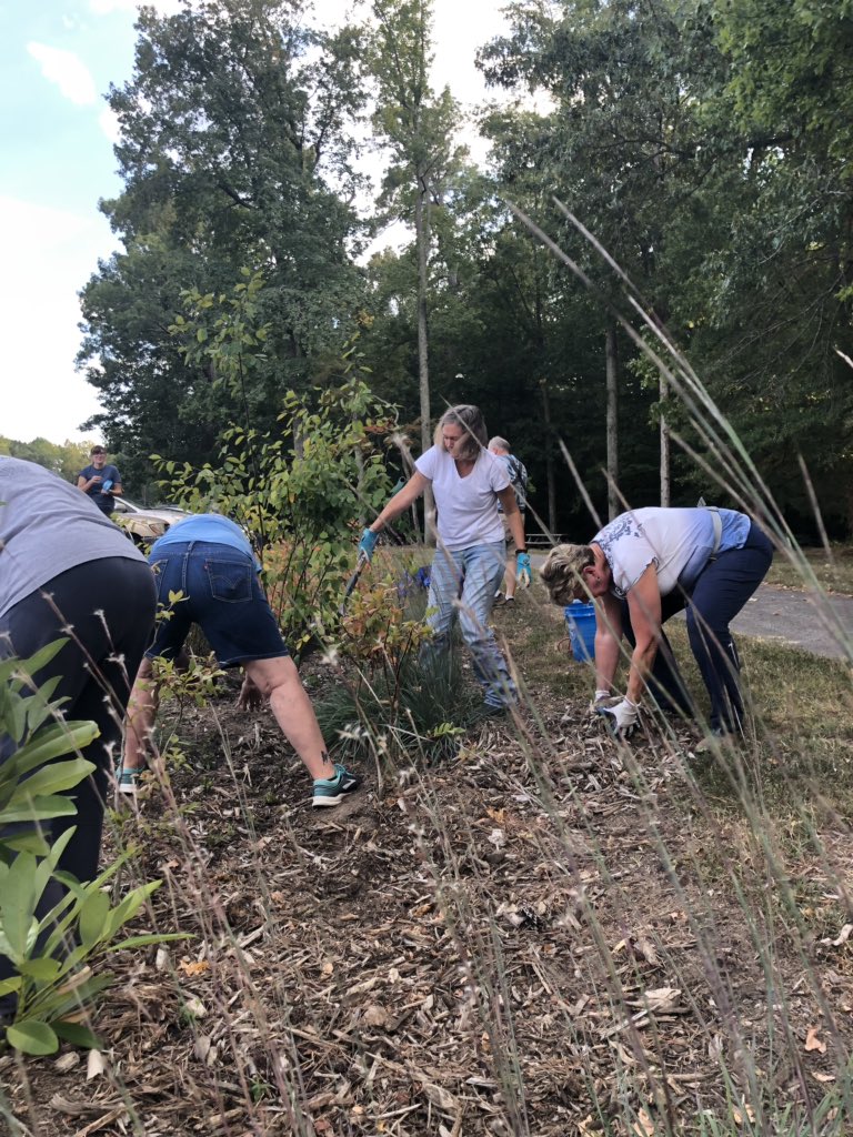 abj4cleanwater's tweet photo. @chesapeakebay volunteers completed a rain garden refresh at Mathis Park in Hopewell. Another great @NFWFnews project. #plantnatives #RootedinHopewell https://t.co/04R5NCupFb