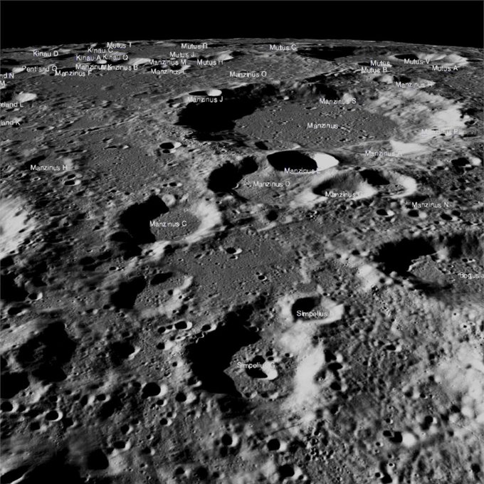 Lunar surface with names of locations