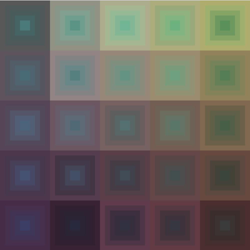 grid of circles in rectangles in gradient colors