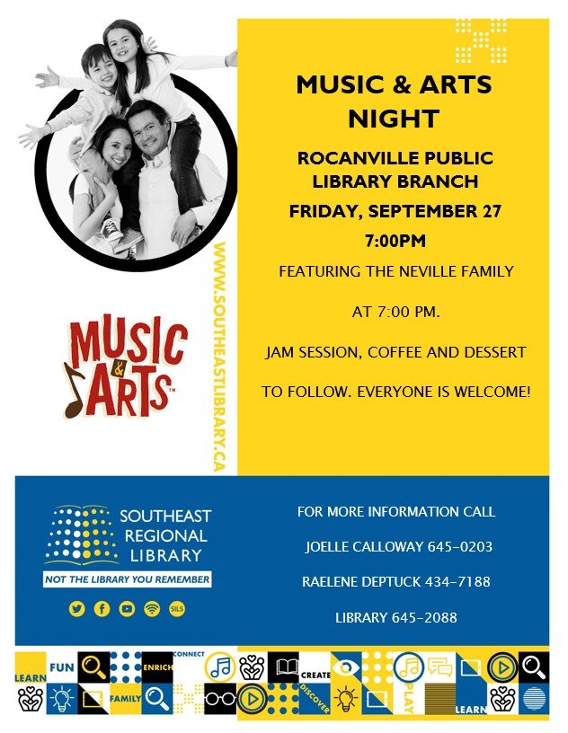 RocanvilleLib's tweet photo. Come check out The Neville Family tomorrow night @ The Library! https://t.co/W0KfmYy6hR