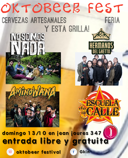 #DESTACADA: 
El domingo 13 de octubre en Abasto: cerveza artesanal, bandas en vivo, tres productores de cerveza artesanal, puestos de feria y comidas. 

TOCAN: No Somos Nada, Hermanos del Ghetto, Aminowana Reggae, Escuela de la CALLE

Nota Completa: vecinosenrockados.com/2019/09/oktobe…