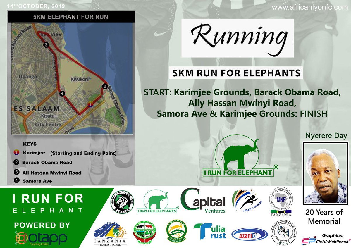 africanlyon_fc's tweet photo. Coming soon:
Registration desk at locations around dar es salaam city
Cc:
@azamtvtz @mwalimunyerere
@africanlyonfc @NgorongoroNCAA
@athleticsTz @tanzani @thewcs @TuliaAckson @chrissphillip
#IRunForElephants #14October,2019 #StopDemand #StopKilling
#LindaTemboWetu https://t.co/myz3mKVgtw