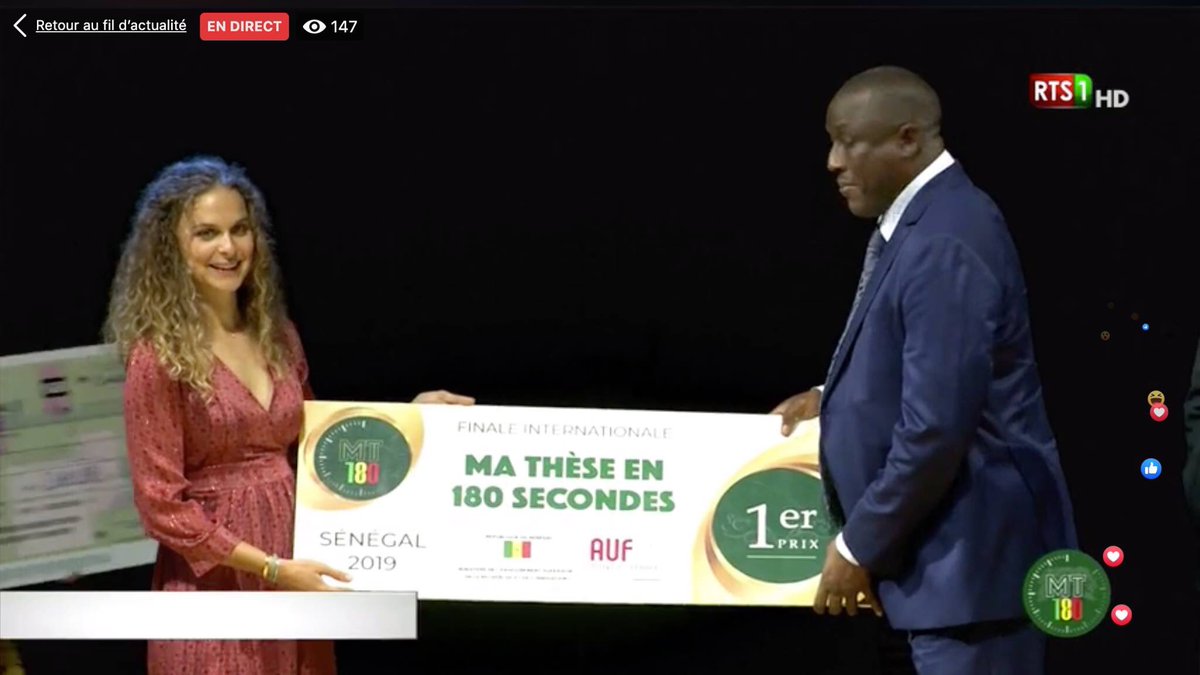 Natacha Delrez, doctorante en Médecine vétérinaire à l’ #ULiège est la lauréate de la 6e finale internationale du concours « Ma thèse en 180 secondes »!!! Félicitations 👏🏻👏🏻👏🏻 #MT180 <a href="/MT180_be/">MT180 Belgique</a> <a href="/These180/">Ma Thèse en 180 Secondes - 2019 Sénégal</a>