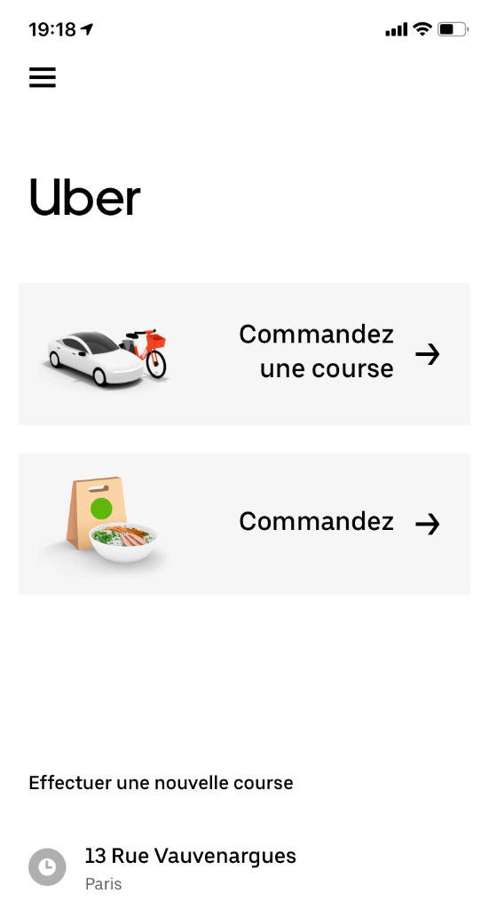 Et si vous pouviez accéder en 1 clic à tous les services Uber, Uber Eats et JUMP ? Nos ingénieurs viennent de le faire. A partir de cet écran 👇