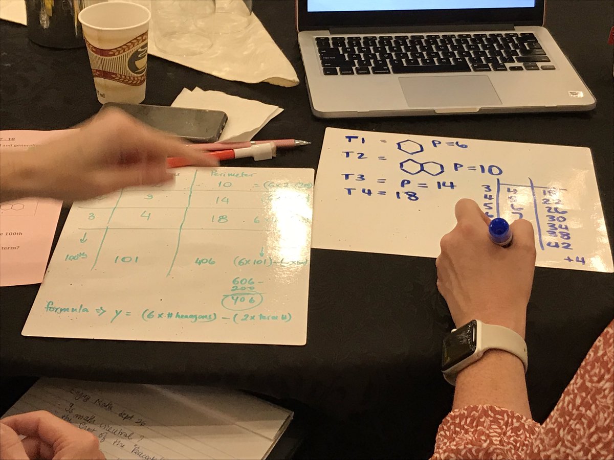 peelengagemath's tweet photo. Working with progressions and algebraic reasoning...do we focus on the answer? How do we make thinking visible? What do we have to learn when we see a variety of responses? What is your next move as a teacher of mathematics? #EvidenceBasedStrategies #EngageMath https://t.co/6GhH1lG51y