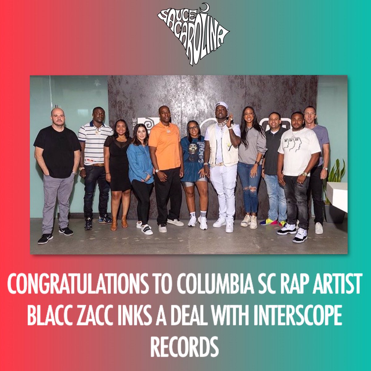 SauceCarolina's tweet photo. Congratulations to #Columbia SC rap artist @BlaccZaccDME who inked a deal with @Interscope ✍🏾 https://t.co/ds6Kw5KH7A