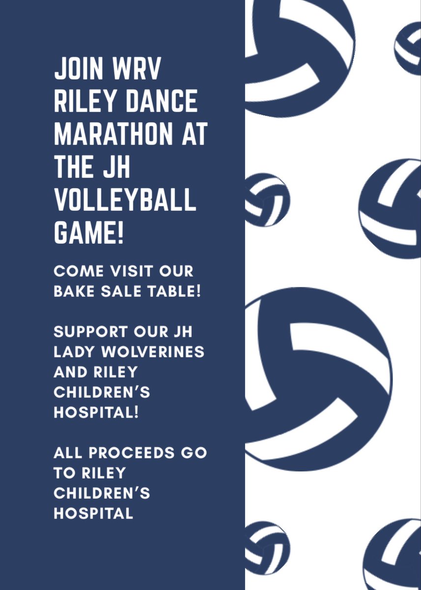 wrvdm17's tweet photo. Come support your JH Lady Wolverines and Riley Children’s Hospital tonight!! #ftk
@WRVFangGang @WRVwolverines  @wrvvolleyball https://t.co/HwCkIOeONd