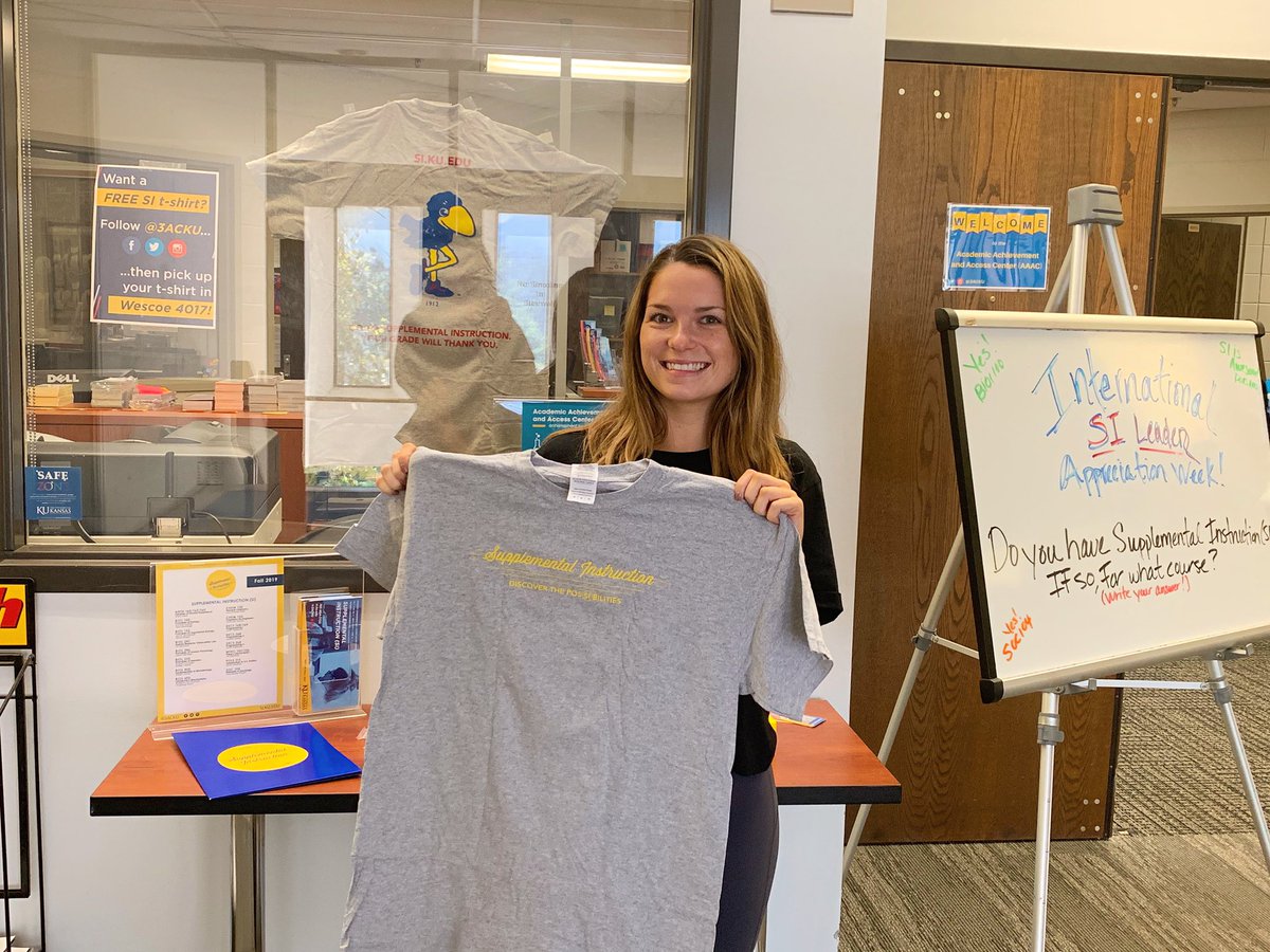 kulearning's tweet photo. We are having another t-shirt giveaway today in honor of #SILAppreciationWeek 🎉 Stop by our office in Wescoe 4017 between 12 pm and 1 pm for one! https://t.co/fZZ7aPIsFR