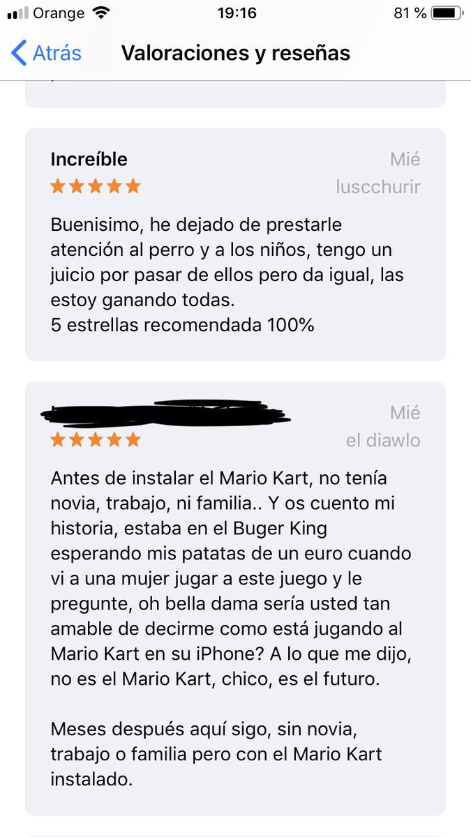 diegoMoti's tweet photo. Las reseñas de Mario Kart para movil son un cachondeo https://t.co/s4OQTVQSXJ