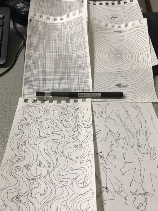私も丸描いたり直線引いてみたりしたんですけど………しんど…く、ないですか、これ……しんど……
右下の、「スーツやシャツを着ている人の画像などをみて、シワだけ描いてみる」というのはなかなか勉強になってよかったと思いました 