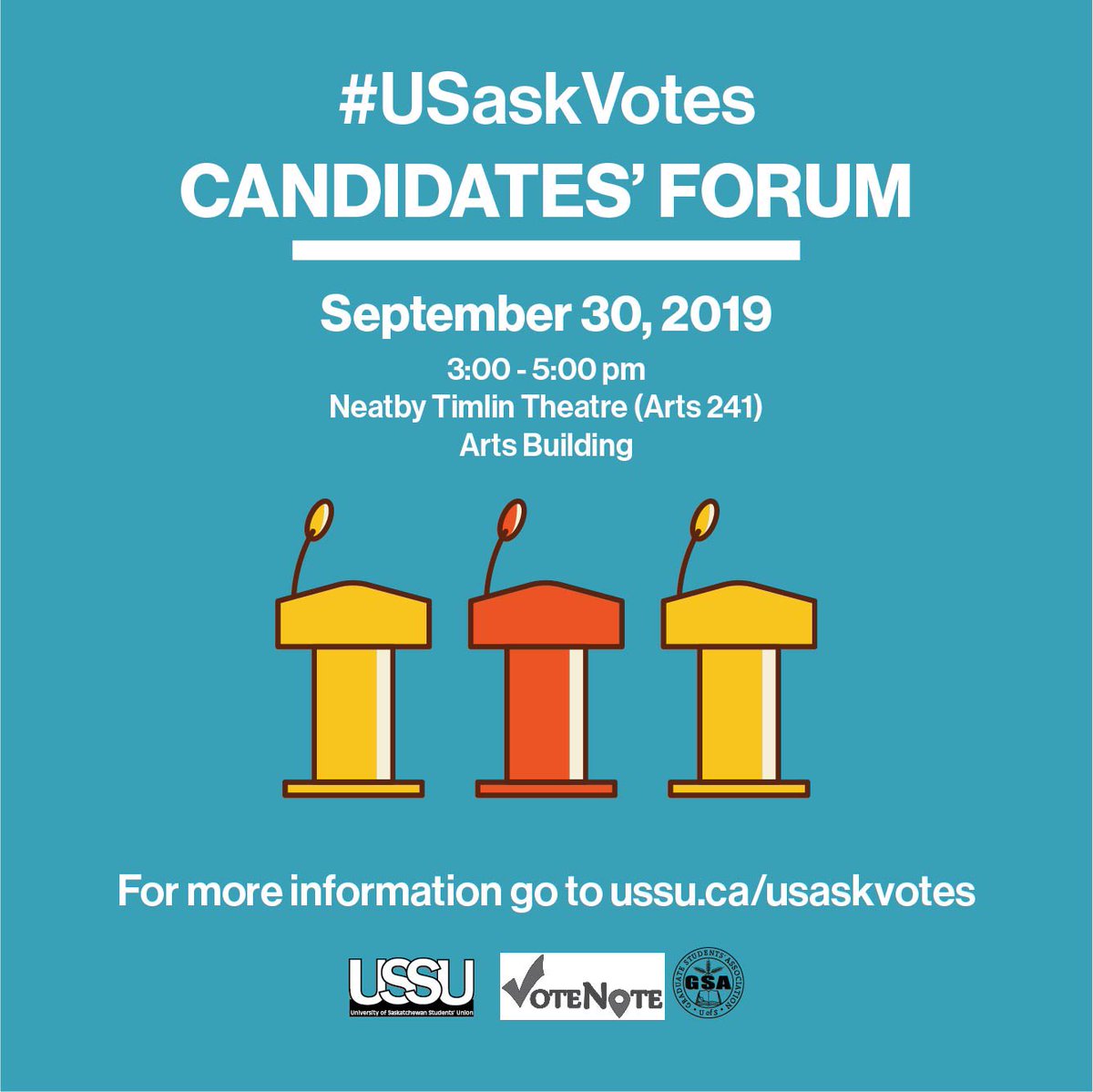 USSUExec's tweet photo. #USaskVotes is a campus-wide voter engagement campaign brought to you by the University of Saskatchewan Students’ Union. Students have a powerful voice that can and should be heard by Canada’s political leaders.
https://t.co/NpTlphTbH3 https://t.co/Y53L5yfQXg