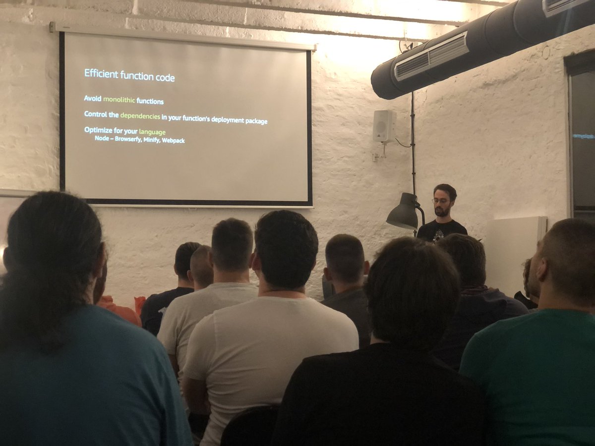 ServerlessBGD's tweet image. Optimization tips: use layers, avoid monolithic functions, don’t use python (did we got this right @alex_casalboni ?)