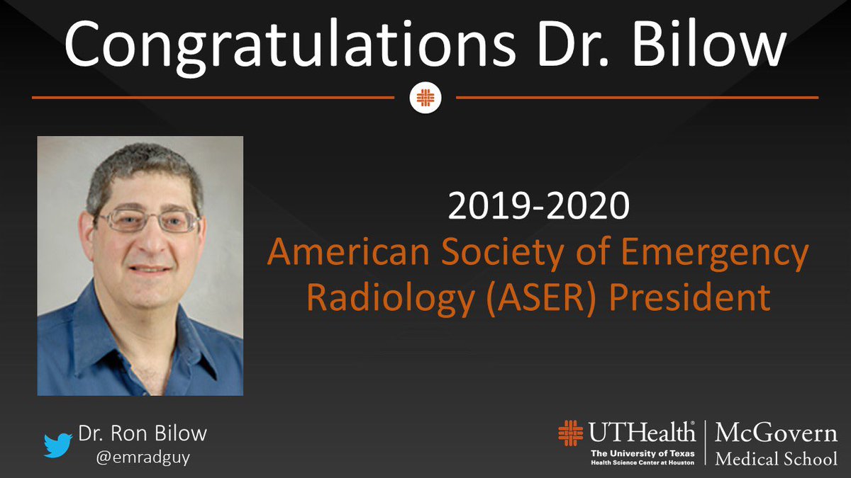 UTHradiology's tweet photo. Congratulations to Dr. Bilow (@emradguy) on becoming the 2019-2020 @ASER_ERad President! @UTHealth @memorialhermann @McGovernMedEM https://t.co/62GkQ1YGDF