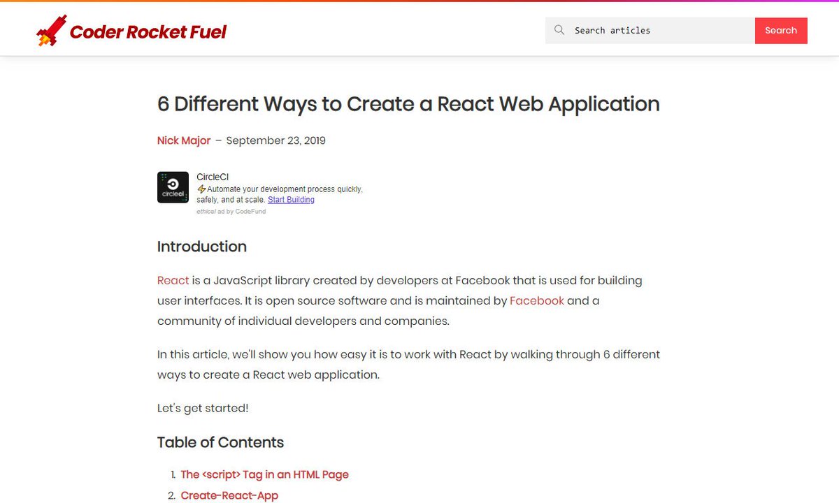 Devcide1's tweet image. 6 Different Ways to Create a React Web Application
#htmlpage #makesure #newapplication #html #cd #development
via coderrocketfuel.com
☛ amp.gs/Ae89