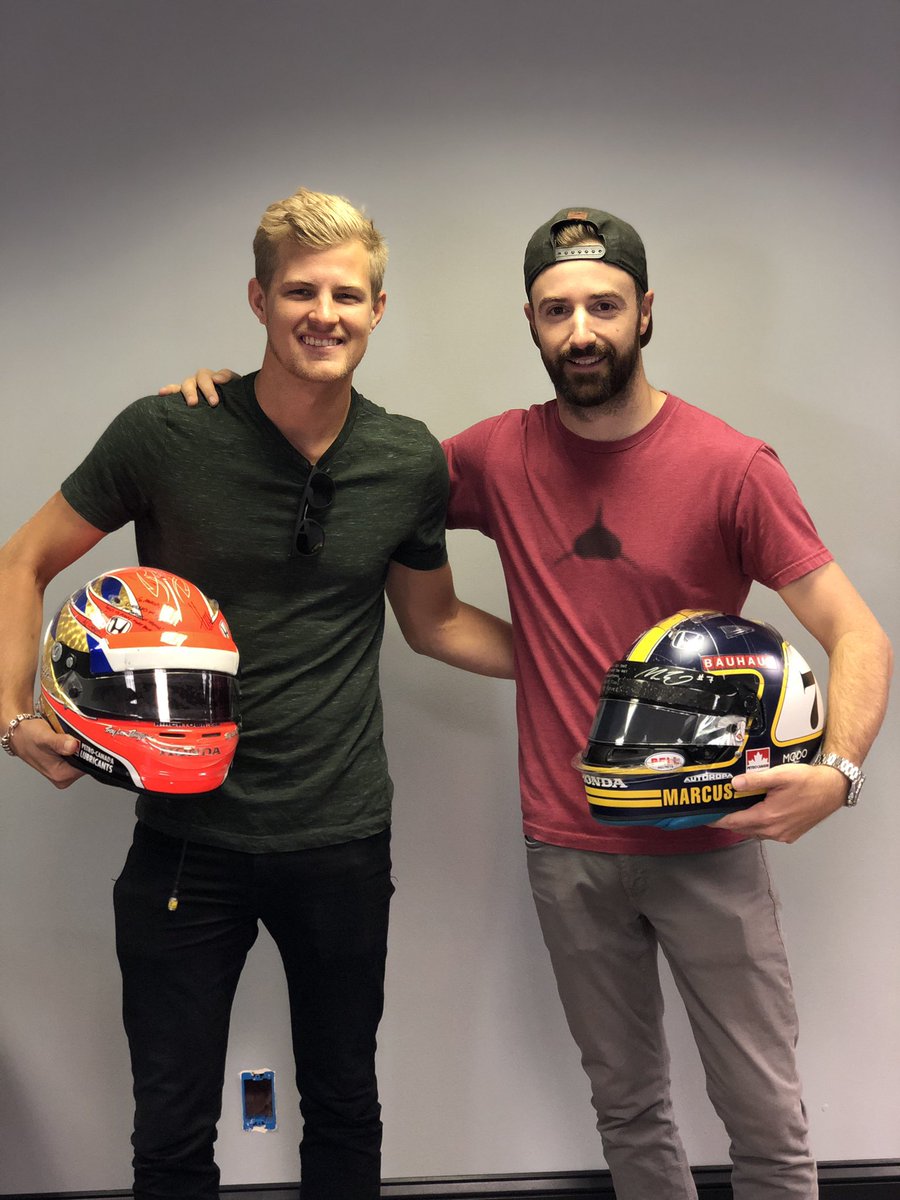 Hinchtown's tweet photo. Dude, super impressed with how you got up to speed this year in a very different car, all brand new tracks, and a completely new kind of racing on the ovals! Future will be bright! Looking forward to banging wheels again next year! @ericsson_marcus #ME7 #HelmetSwap https://t.co/fIBOtpwxN3
