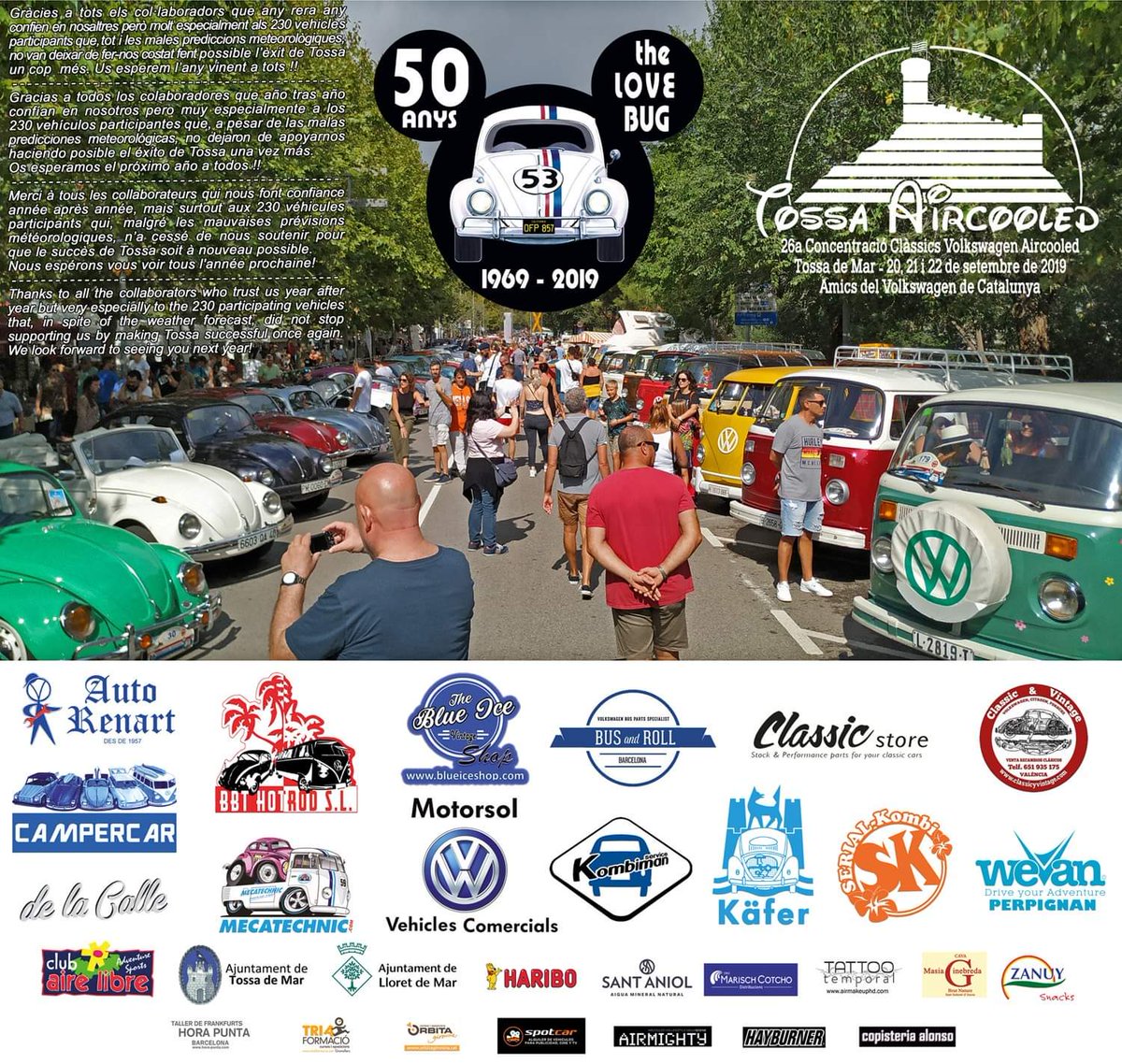 AmicsVWCat's tweet photo. Thanks to all the collaborators who trust us year after year but very especially to the 230 participating vehicles that, in spite of the weather forecast, did not stop supporting us by making Tossa successful once again. We look forward to seeing you next year! https://t.co/GAKGHbAg06