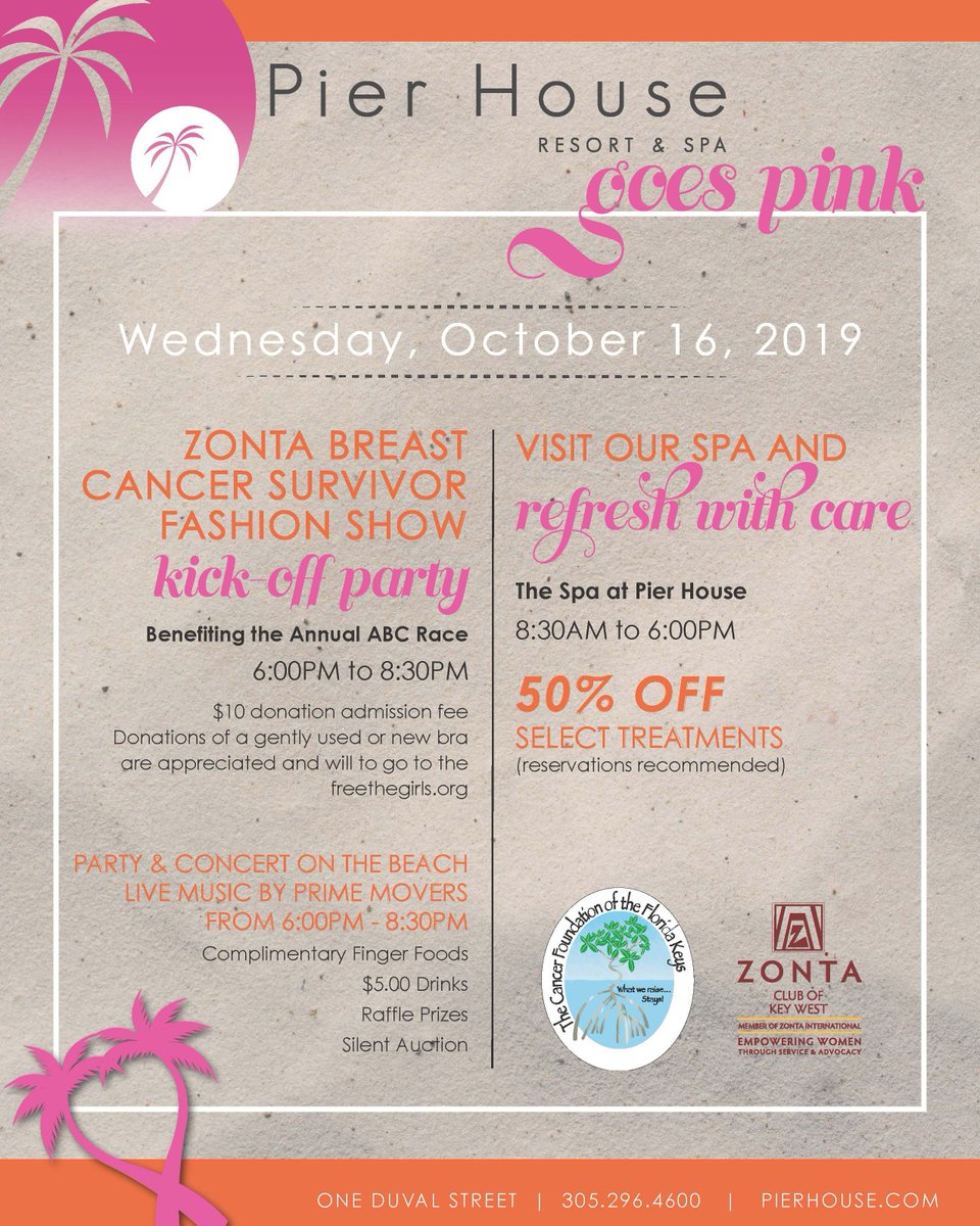 Pier House is going pink this October! Join us for a day of celebrating survivors and  a kick-off party benefiting the Annual ABC Race!