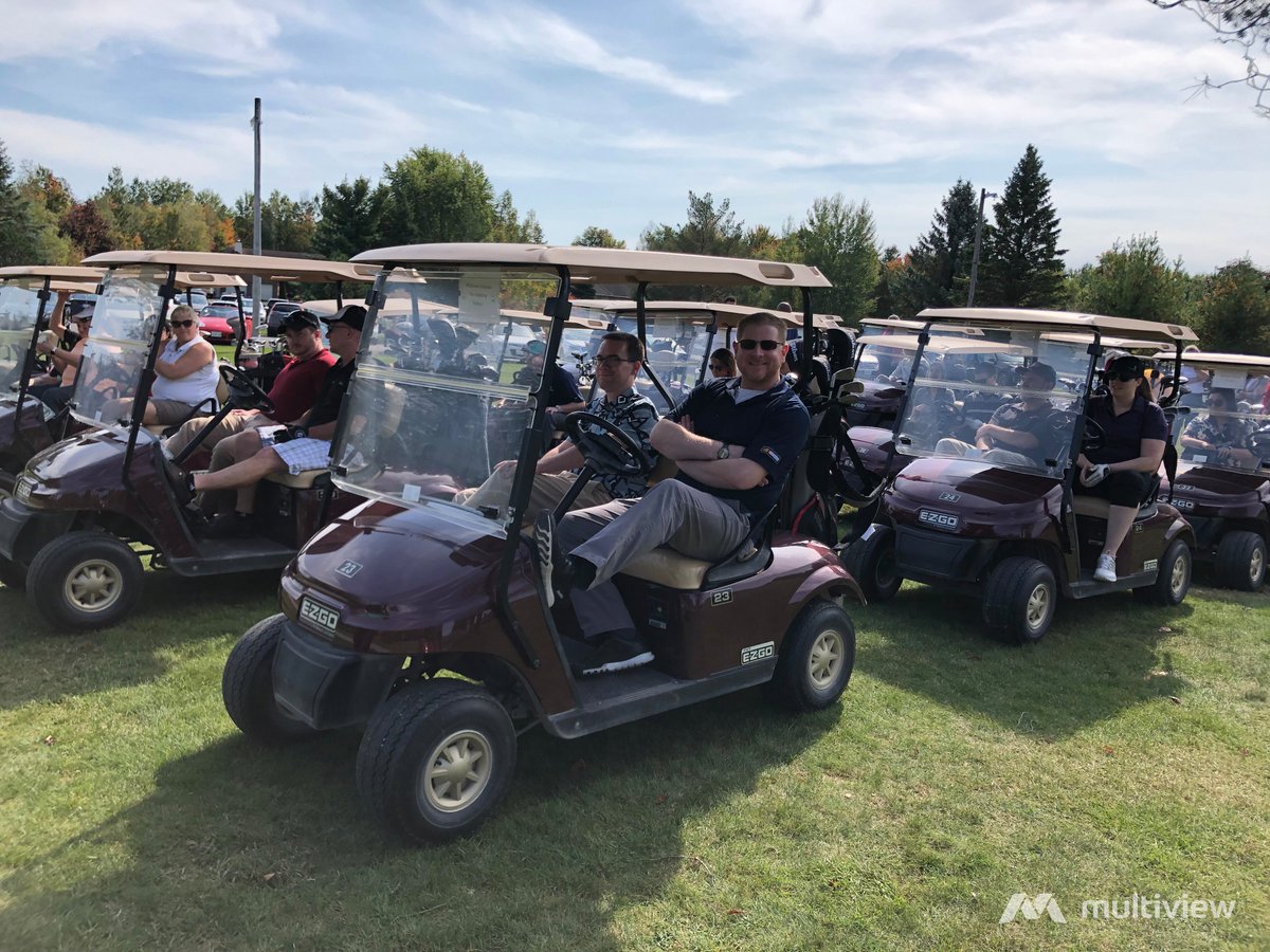 multiviewcorp's tweet photo. Yesterday the Multiview Family hit the links for our annual John Leslie Memorial Golf Tournament. A beautiful, sunny day with great people and a few cold ones ☀️ ⛳️ Big thanks to @EmeraldLinks for hosting us. #BirdiesandBeers #MultiviewFamily https://t.co/6iXj5C8S3n