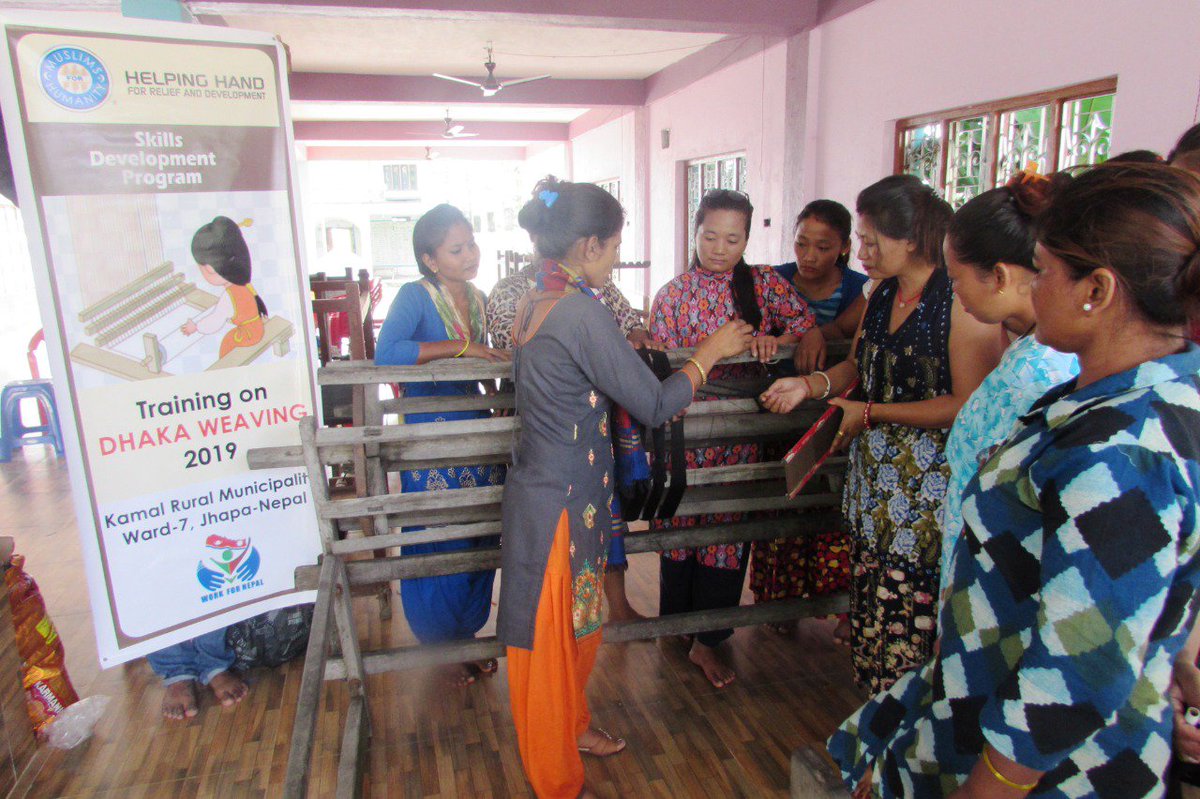 HelpingHandUSA's tweet photo. Dhaka weaving &amp; dress making  courses have been initiated in the rural area of Jhapa by our Skills Development Program in Nepal for 15 participants. These skills can help secure their future &amp; bring financial stability to their families  https://t.co/PMQ8xBFUus #OneHomeOneSkill https://t.co/Xvm1h1a3fb