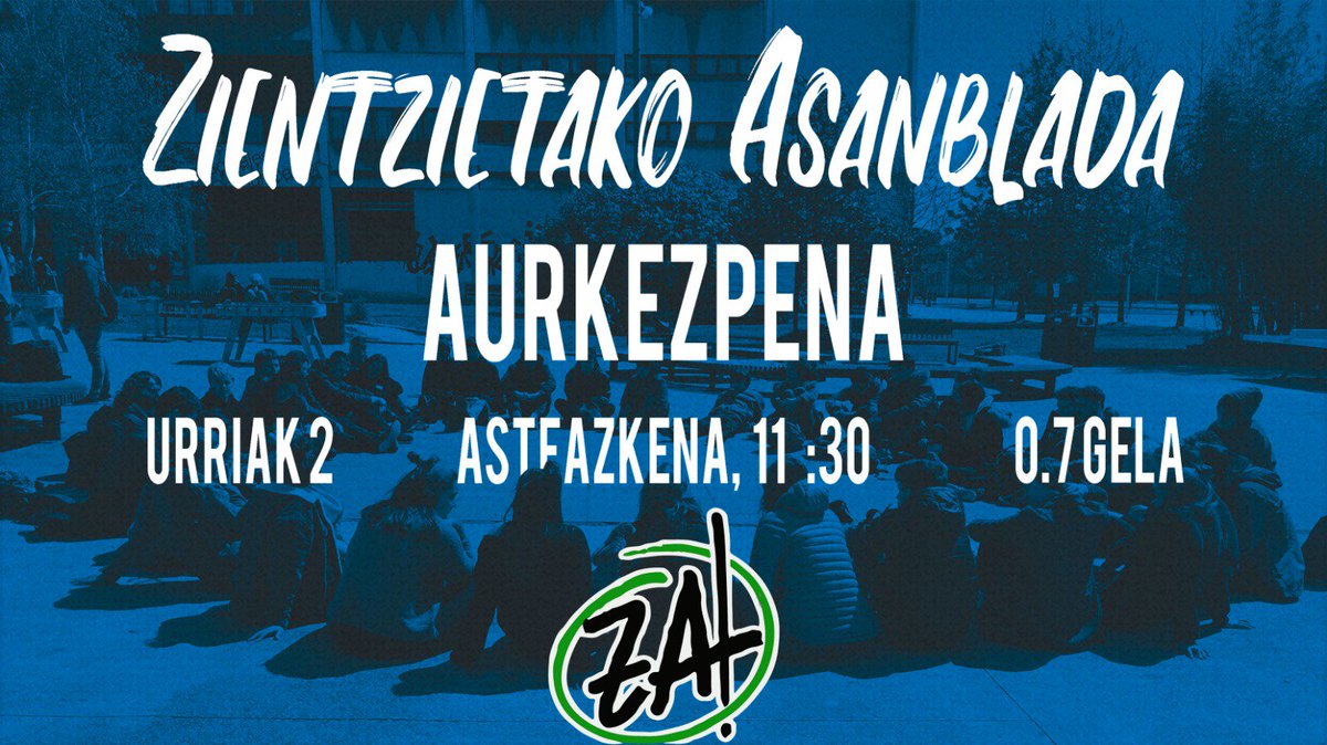 🔥Badator Zientzietako Asanbladaren aurkezpena!🔥 Kurtso berriari astindu gogor bat emateko asmoarekin gatoz. 

Hurrengo asteazkenean, urriak 2 11:30etan 0.7 gelan ikusiko dugu elkar, batu zaitez!✊✊