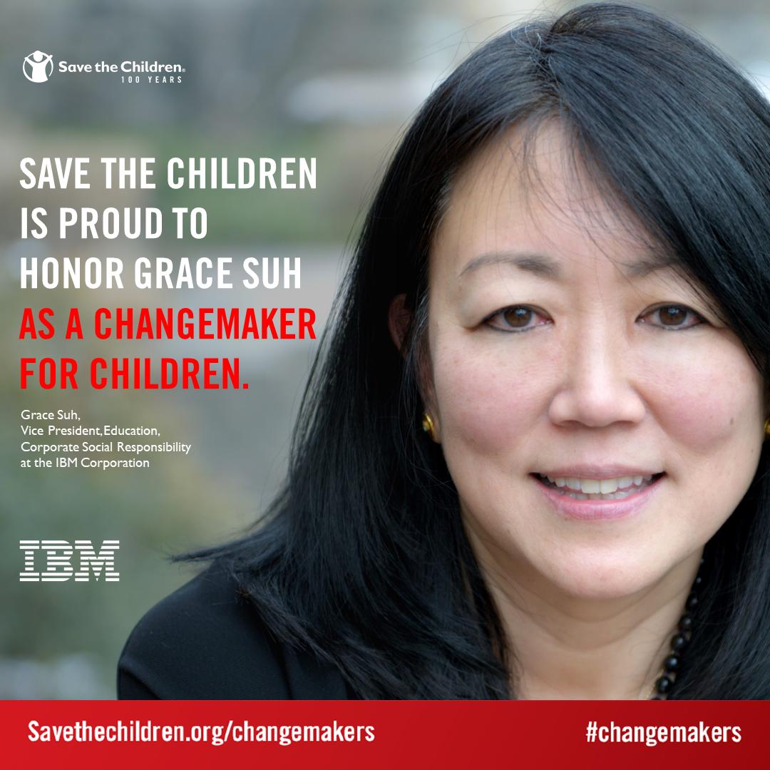 SavetheChildren's tweet photo. As @IBMorg VP, Education, CSR, @gracesuh heads the company's pro bono global education initiatives including the P-TECH grades 9-14 school model, a pioneering STEM education &amp; career reform initiative. We're proud to honor her as one of our #Changemakers for Children! #WeArePTECH https://t.co/DGmzjFNCfp