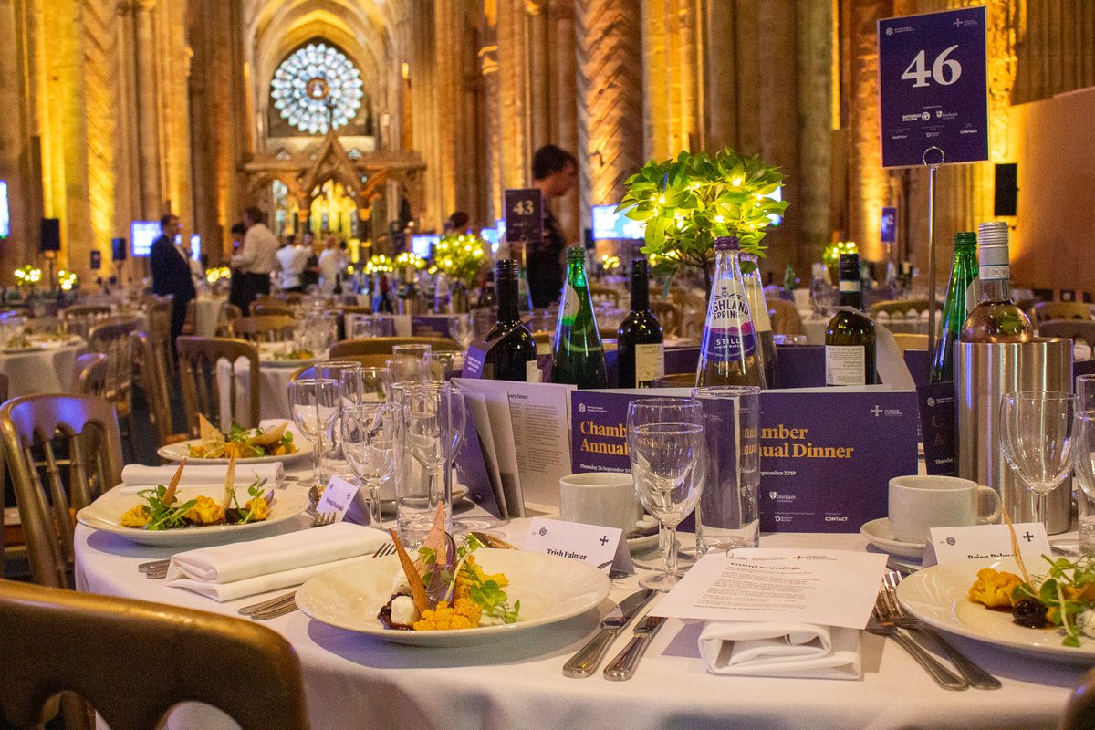 Durham Cathedral is transformed for the @NEEChamber 
Annual Dinner! Tonight we welcome 780 guests from our region’s business community for a spectacular evening in support of our #Foundation2020 campaign to provide for the care and repair of our buildings.