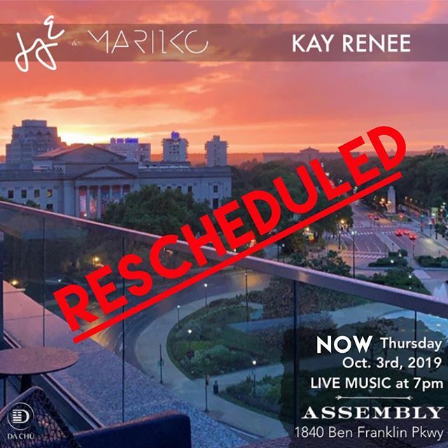 Only1Mariko's tweet photo. Tonight's show has been rescheduled. Please join me &amp; @thisislarrye next Thursday 10/3 from 7-9pm for the @assemblyphl Season Closing Party. Enjoy the sunset and incredible views of the city out on the balcony while the weather is still warm. 🌇🍸🎤🎸 https://t.co/mTMqicXcab https://t.co/XqUdRBYv3u