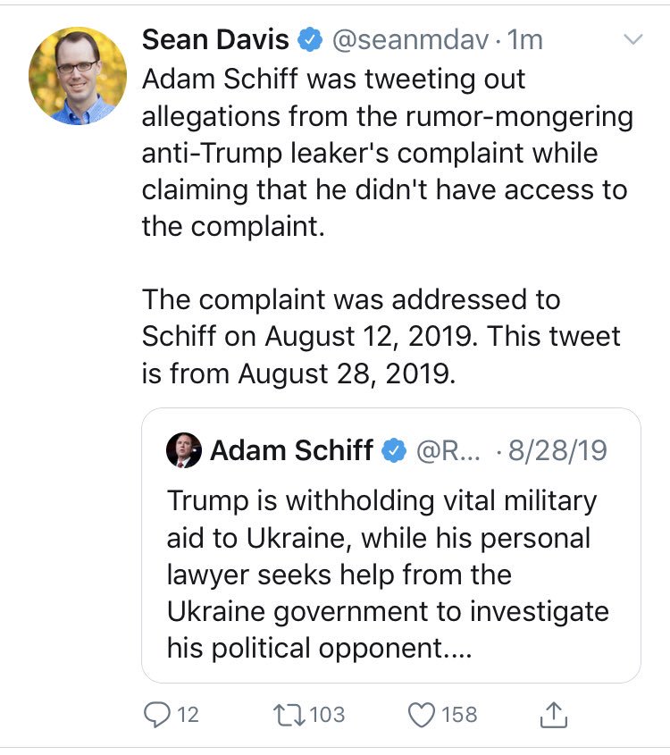 Just a guess: The CIA guy went to House Dems early on so they told him to write it up and file the complaint. The complaint was given to  @AdamSchiff unofficually. He tweeted about the content late August; gave the substance of it to the WP in recent weeks and here we are. Scam.