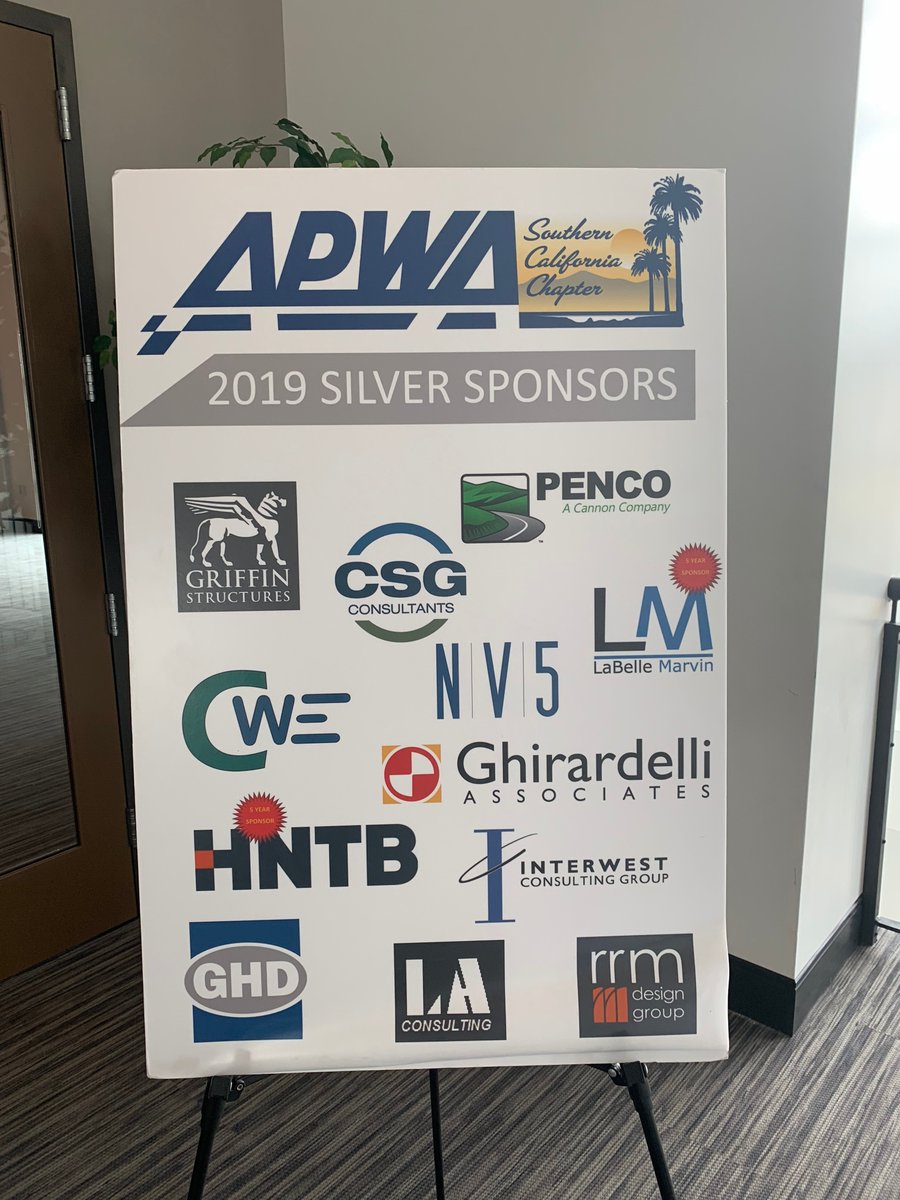 CWECorp's tweet photo. Not sure where to get funding for City infrastructure? #CWE is at the @APWASoCal event in Bellflower today, and we're thrilled to give you some pointers! The meeting starts at 11:30 -- come say hello! #SilverSponsor #APWA https://t.co/VoCyY963wx