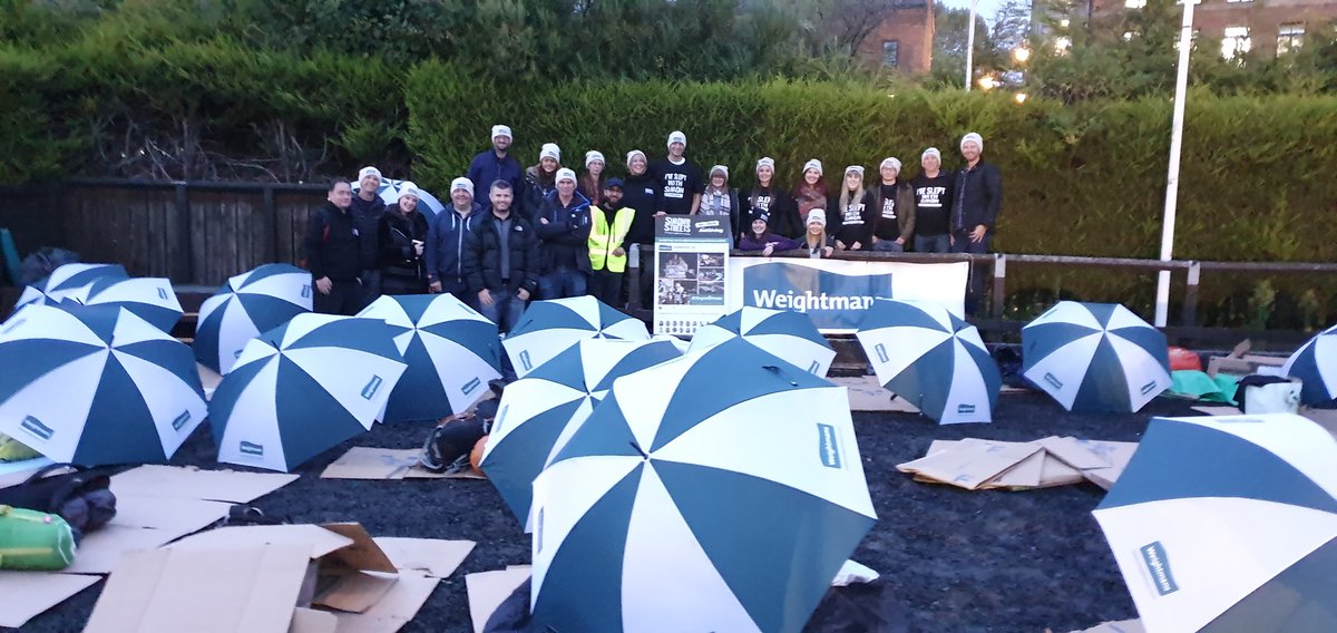 ToolsiePhoto's tweet photo. The team from @Weightmans are prepared for all weather conditions at tonight's @simonotstreets #sleepwithsimon #charity fundraiser. Thank you all so very much! https://t.co/PfRE0SPPKg