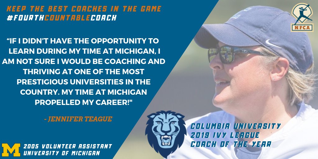NFCAorg's tweet photo. .@UMCoachHutch has a knack for developing leaders. When @JenTeague24 joined the Michigan staff she didn't know she'd be part of WCWS history or that her career trajectory would change forever. Give the next generation of leaders more opportunities like this one. #FOUReveryone https://t.co/os1btdjYnH