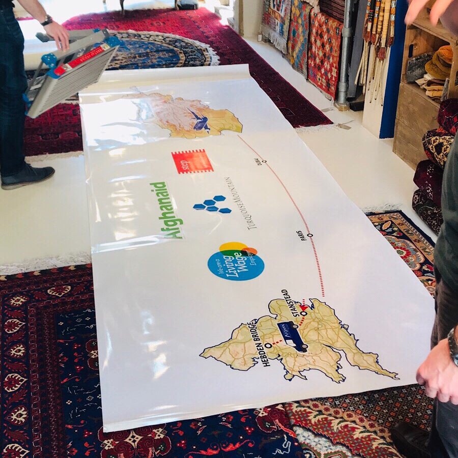 afghanrugshop's tweet photo. We have a large map/graphic on our wall that shows our customers the origin and journey of all our fairtrade rugs, from Mazar-e-Sharif, via Bagram (Kabul), Dubai and Paris.
#afghanrugshop #rugs #handwoven #handmade #luxuryrugs #labelstep @Afghanaid @LivingWageUK https://t.co/v91gLF3gkH