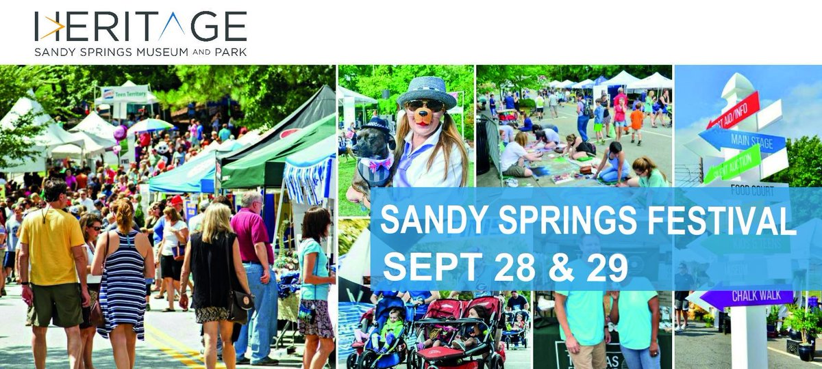 Check out the <a href="/SSpringsFest/">SandySpringsFestival</a> this weekend, Sat-Sun, 9/28 &amp; 9/29. Two days of art, music, performances, food and more. It's free but any money raised goes to <a href="/HeritageSS/">Heritage Sandy Springs Museum and Park</a>, dedicated to preserving the history of Sandy Springs. Details at heritagesandysprings.org.