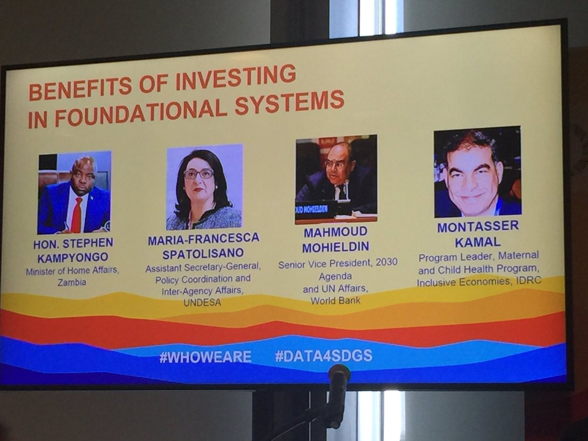 ShaidaBadiee's tweet photo. What countries & key orgs cld share/do on integrating civil registration & national ID. Mahmoud Mohieldin notes making a economic case is key but also need to build incentives for people to be counted show what is in it for them @wbg2030 #whoweare @worldbankdata #UNG19 https://t.co/QP5gtaSo2n