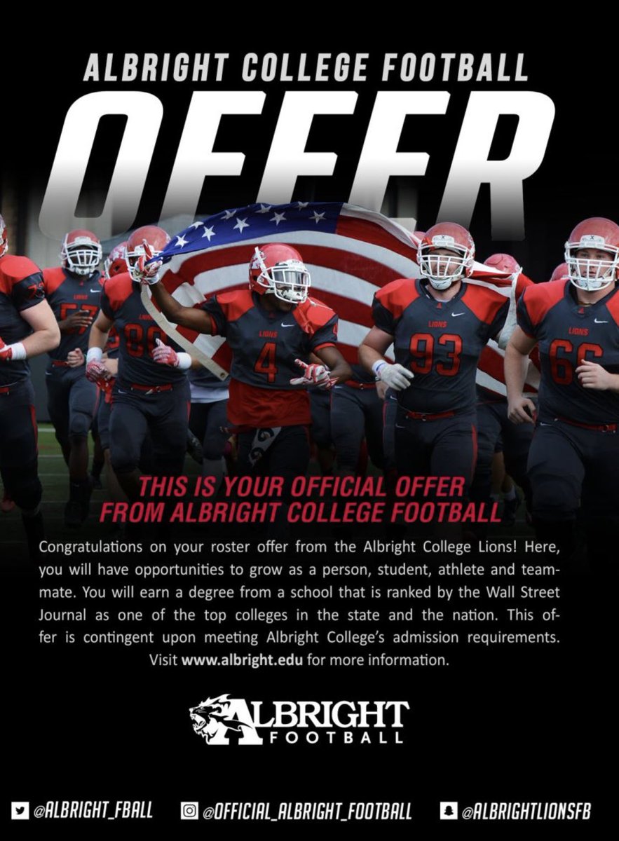 BlaineBirner's tweet photo. Extremely blessed to announce that I have received my first offer from Albright College!!@yerger_randy @recruitingko https://t.co/V9SUpR9dIo