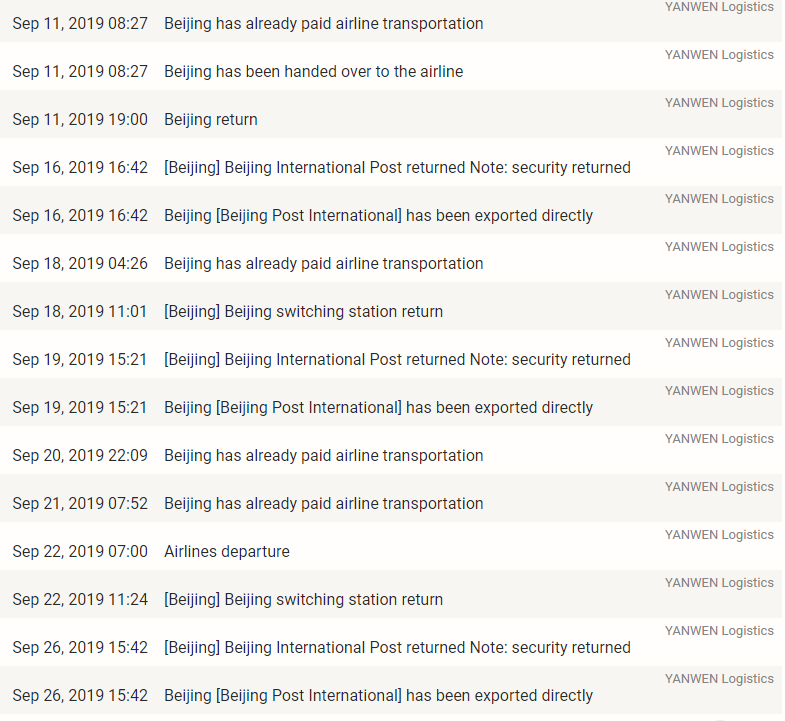 Yanwen Express Tracking Instant Parcels