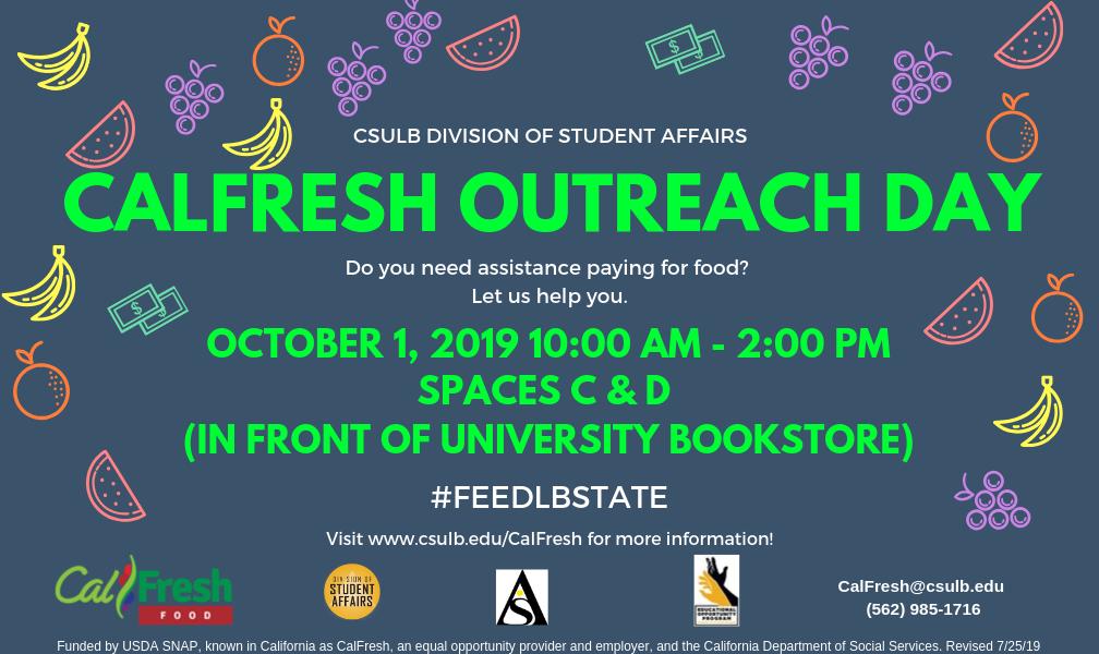 CalFresh Outreach Day is next Tuesday, 10.01.2019!
Come by and let us help you apply for CalFresh 🍎🍋🍉🥕🥦