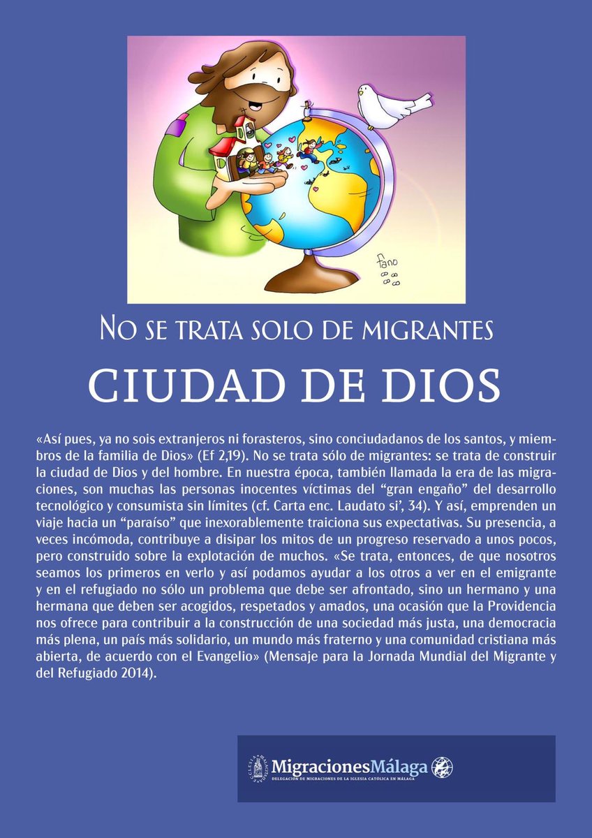PGallardoQuero's tweet photo. Dia 7.Reflexión del @Pontifex_es con motivo de la jornada mundial del migrante y del refugiado el 29 de septiembre.“Ya no sois extranjeros ni forasteros, sino conciudadanos de los Santos, y miembros de la familia de Dios”.
#migrantesconderecho #FMMR https://t.co/A0RG4hFGN9