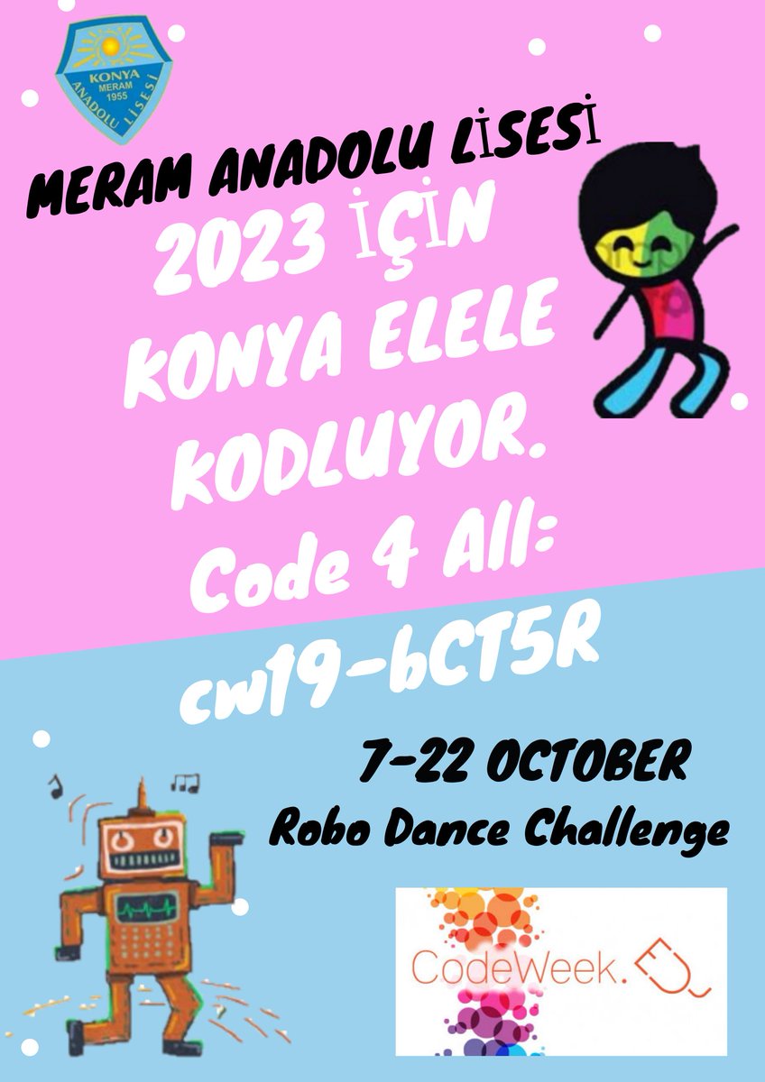 MeramAnadolu42's tweet image. We are in with 2 different activities #codeweek19 #code4all @eun @CodeWeekEU @tcmeb @ziyaselcuk @konyamem @SeyitAliBuyuk @servetal61 @meramMEM @mustafakoca42 @KonyaMEMproje #2023içinkonyaelelekodluyor
