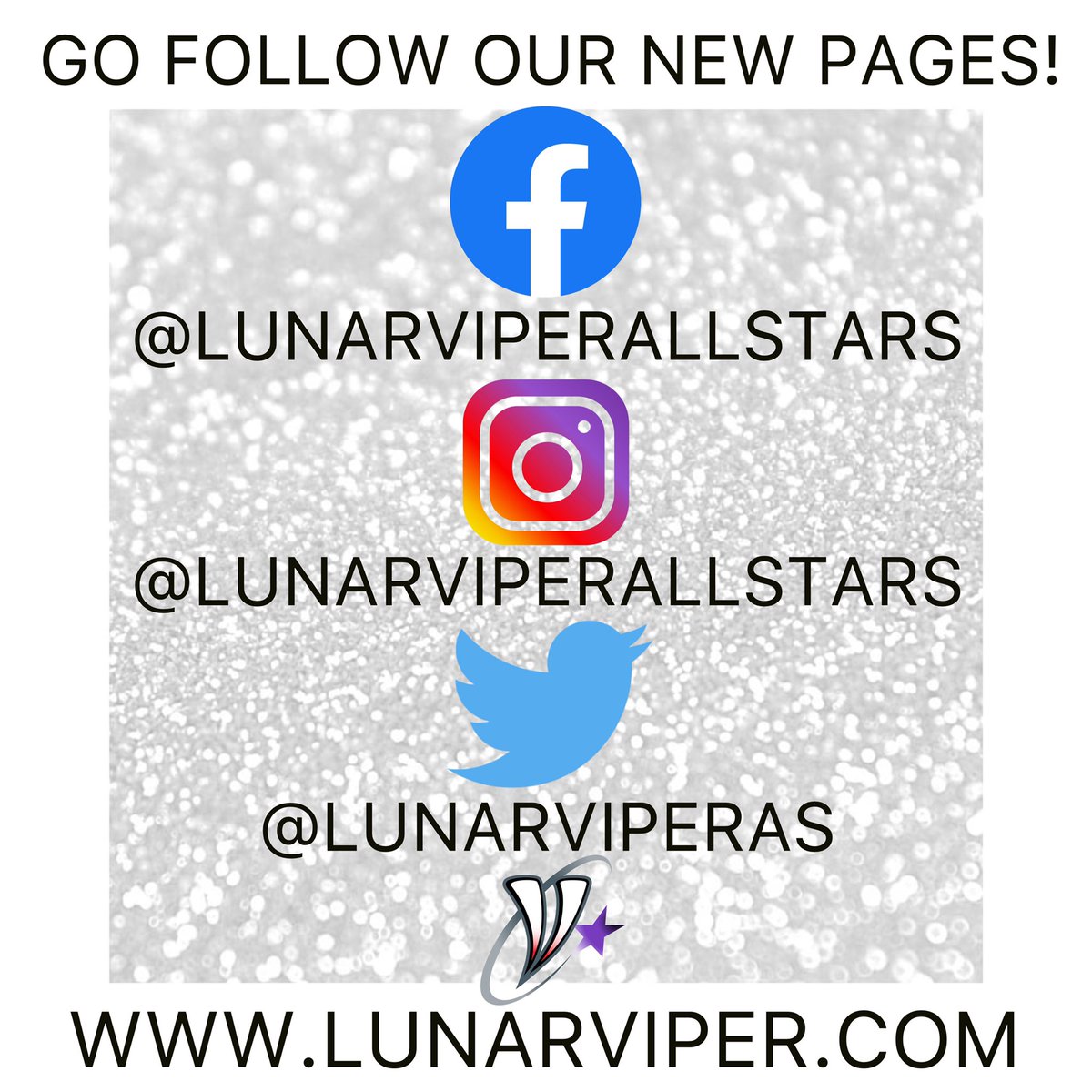 We changed our name, NOT our FOCUS! Be sure to follow and like all of our new social media outlets! Once we hit 500 likes or followers we will draw for a prize! Happy Sharing!#LunarViperAllstars #LVA
