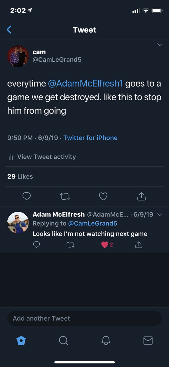 CamLeGrand5's tweet photo. @AdamMcElfresh1 @NHL let me remind you of something this season first😂 https://t.co/DX0elSl4Pb