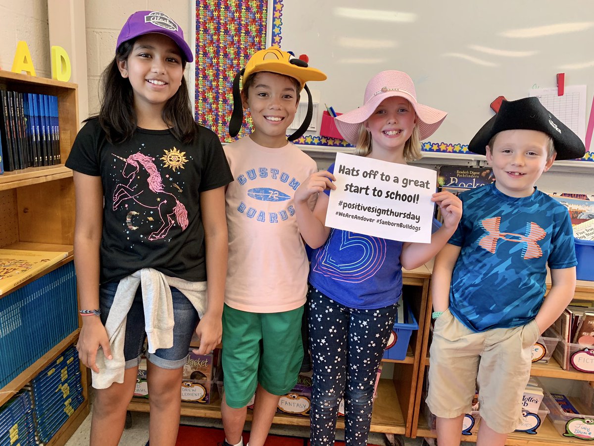 We were so excited for our “pop up” hat day that we made a sign for #PositiveSignThursday! #WeAreAndover #SanbornBulldogs