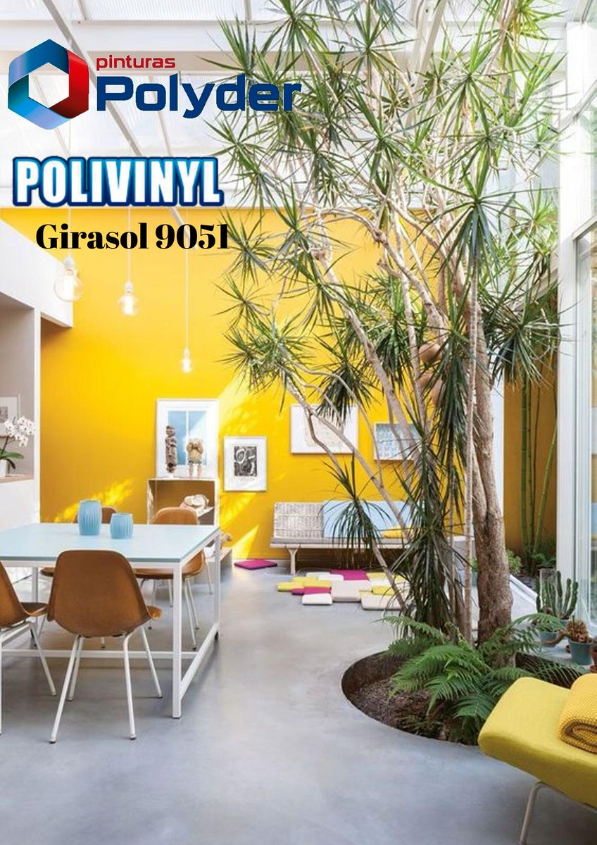 ppolyder's tweet image. Girasol de nuestra linea #Polivinyl  este color es luminoso, fresco y evoca la felicidad. Si en una pared pintada de ese color refleja la luz de una ventana, creará un efecto de amplitud y calidez. #FelizJueves #FelizJuevesATodos #ThrowbackThursday #throwback