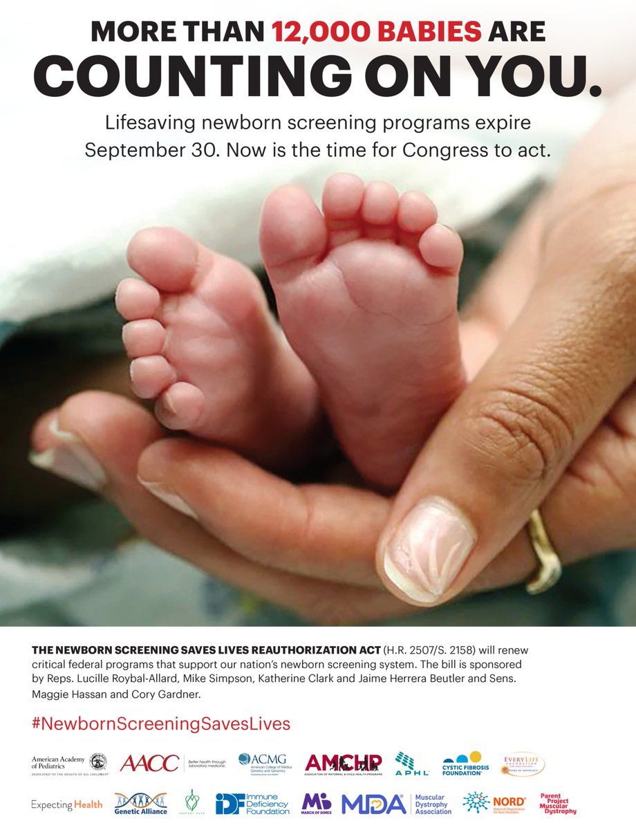 Newborn screening saves thousands of babies born with a #raredisease each year. The Senate must act now to reauthorize the #NewbornScreeningSavesLives Act to maintain the program and continue vital research! Call your Senators today! rareaction.org/take-action/#/…