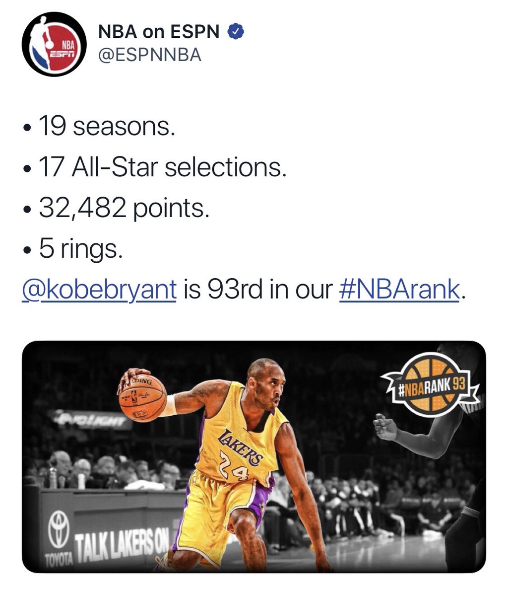Remember when ESPN ranked Kobe Bryant 