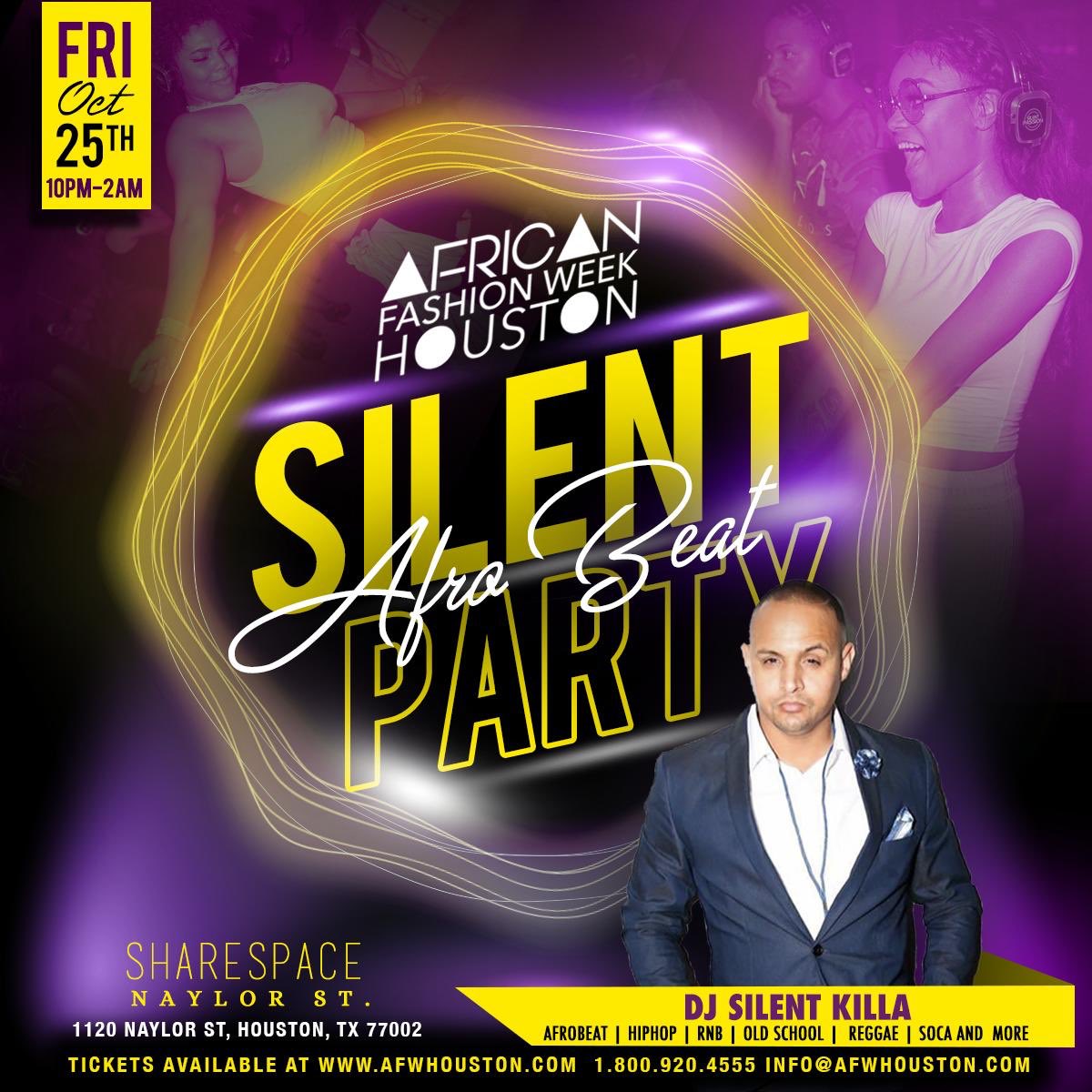 AFWHOUSTON's tweet photo. We have three different DJs pulling up to our #Afwh2019 Afrobeat Silent Party! ๐ง Who are you most excited to hear spin? ๐ฃLet us know in the comments below! Music by @deejaytunes @djomu @djsilentkilla
Click the link in our bio to purchase your ๐ https://t.co/qnROoVP3al