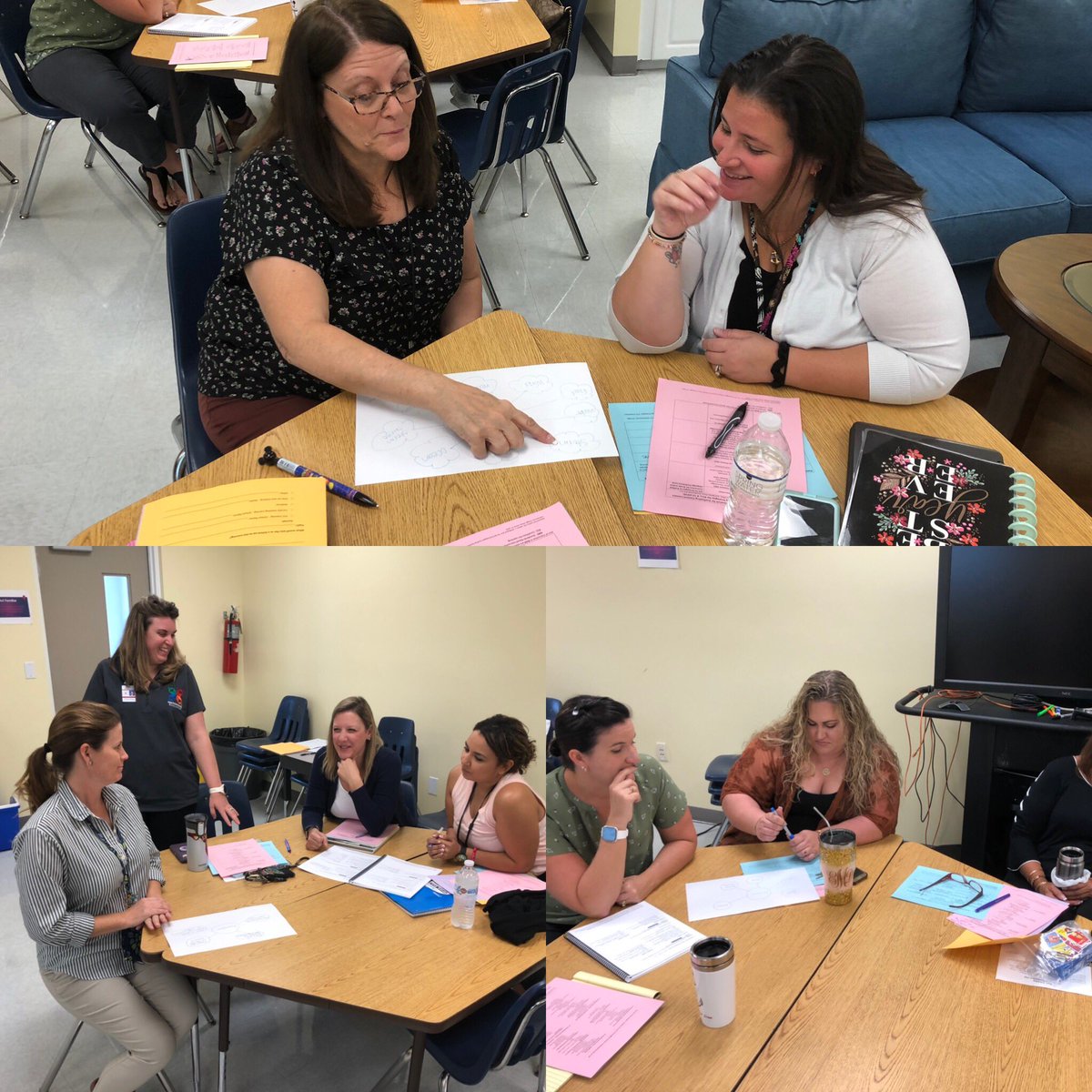 DWernerpbc's tweet photo. Great group of Ts today @LGESElem going through a lesson on infusing the #GoToStrategies into a Content lesson. @ChristyAliaga @JGomezELLs @MrsGreen1997 @harveyoaxaca @EsolPbc @vfrancisco79 @JulieBradleyAP https://t.co/69zhw0UfhK